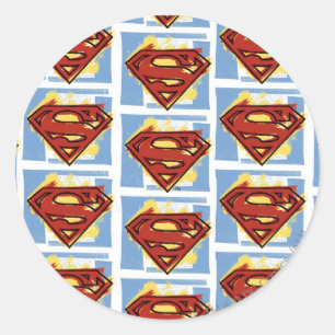 Superman Red and Blue Pattern Runder Aufkleber