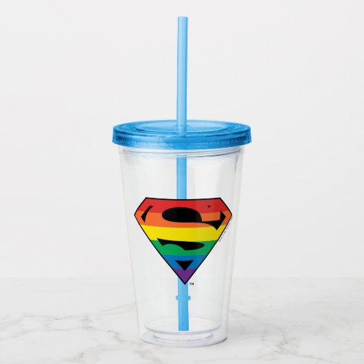 Superman-Regenbogen-Logo Acryltrinkbecher (Vorderseite)