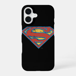 Superman S-Schild   Blaues Umriss-Grunge-Logo iPhone 16 Hülle