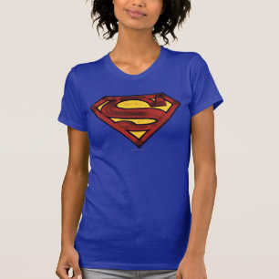 Superman S-Schild Dunkles Rotes Logo T-Shirt