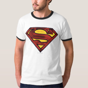 Superman S-Schild Dunkles Rotes Logo T-Shirt