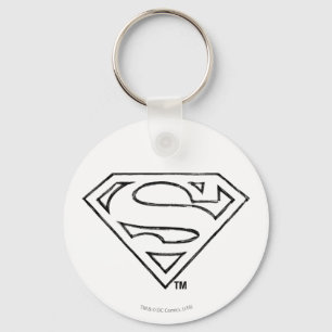 Superman S-Schild  Einfache Schwarze Kontur Schlüsselanhänger
