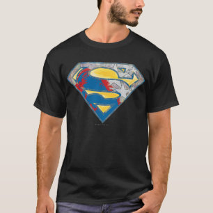 Superman S-Schild  Graues gelbes schwarzes Mix-Log T-Shirt