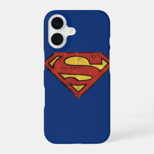 Superman S-Schild   Grunge Schwarz Umrandung Logo iPhone 16 Hülle