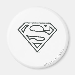 Superman S-Schild  Grunge Schwarze Kontur Logo Magnet