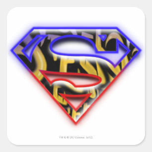 Superman S-Schild  Lila-Red Graffiti-Logo Quadratischer Aufkleber