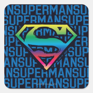 Superman S-Schild  RegenbogenLogo Quadratischer Aufkleber