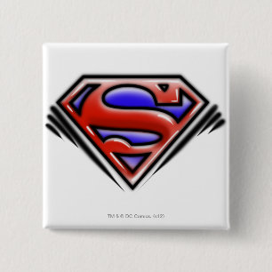 Superman S-Schild  Rotes Airbrush-Logo Button