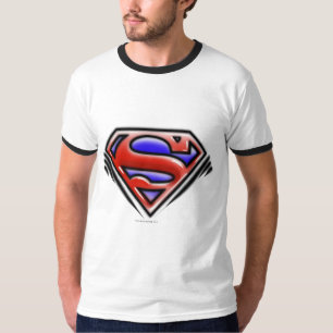 Superman S-Schild  Rotes Airbrush-Logo T-Shirt