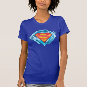Superman S-Schild  Rotes und Blaues Metal-Logo T-Shirt