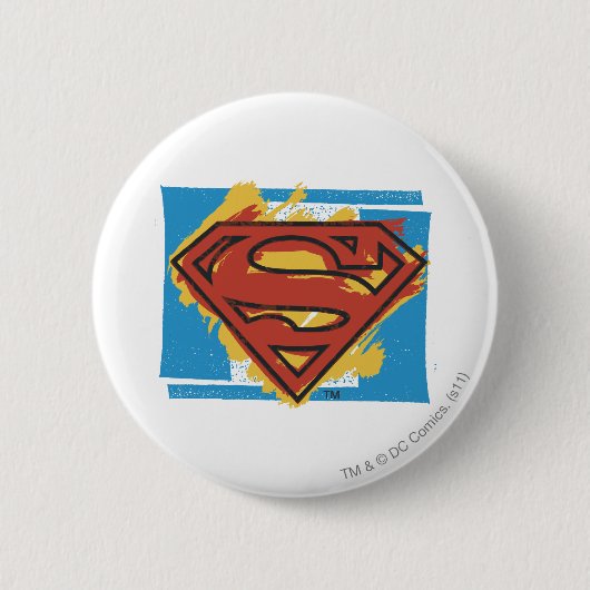 Superman S-Shield | Blauer Hintergrund-Logo Button (Vorderseite)