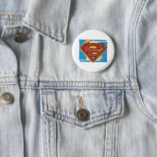 Superman S-Shield | Blauer Hintergrund-Logo Button (Beispiel)