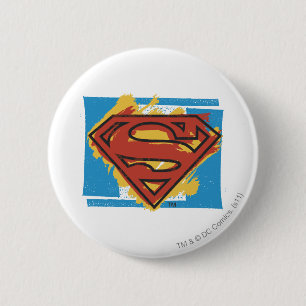 Superman S-Shield   Blauer Hintergrund-Logo Button