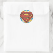 Superman S-Shield | Blauer Hintergrund-Logo Runder Aufkleber (Tasche)