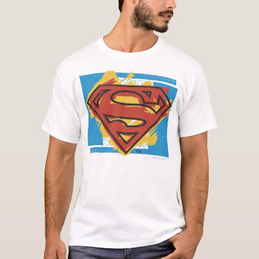 Superman S-Shield | Blauer Hintergrund-Logo T-Shirt (Vorderseite)
