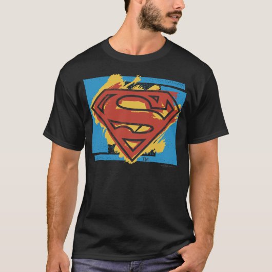 Superman S-Shield | Blauer Hintergrund-Logo T-Shirt (Vorderseite)
