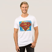 Superman S-Shield | Blauer Hintergrund-Logo Tri-Blend Shirt (Vorderseite voll)