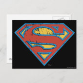 Superman S-Shield | Blue Kontur Grunge Logo Postkarte (Vorne/Hinten)