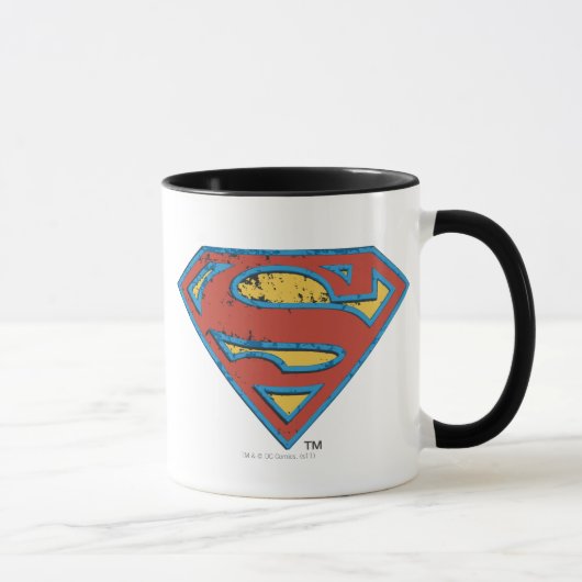 Superman S-Shield | Blue Kontur Grunge Logo Tasse (Rechts)
