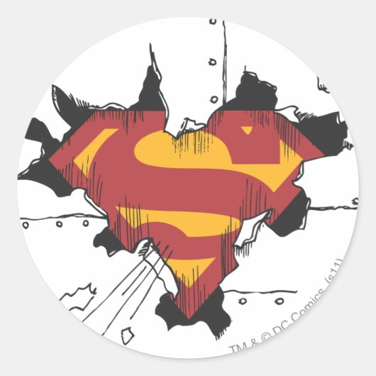Superman S-Shield | Broken Metal Logo Runder Aufkleber (Vorderseite)