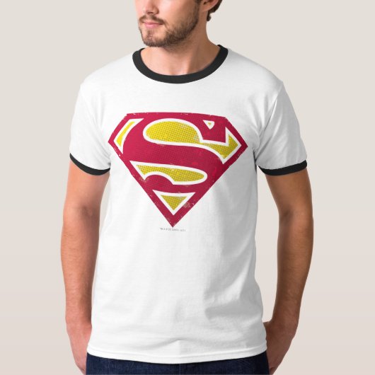 Superman S-Shield | Distressed Dots Logo T-Shirt (Vorderseite)