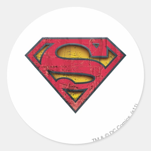 Superman S-Shield | Distresses Logo Runder Aufkleber (Vorderseite)