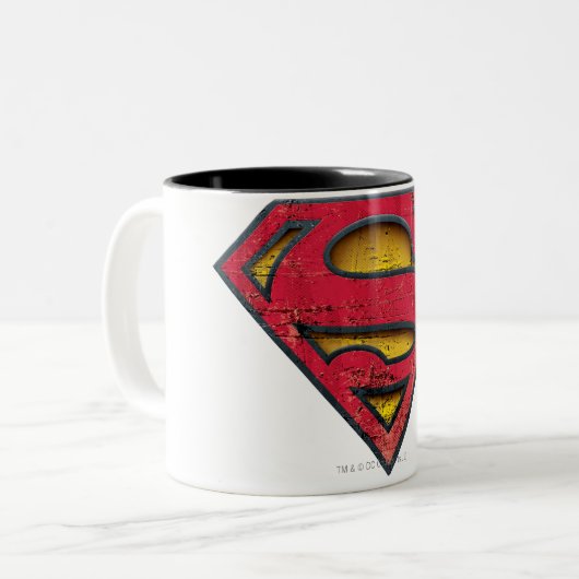 Superman S-Shield | Distresses Logo Zweifarbige Tasse (Vorderseite Links)