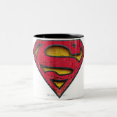 Superman S-Shield | Distresses Logo Zweifarbige Tasse (Mittel)
