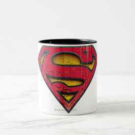 Superman S-Shield | Distresses Logo Zweifarbige Tasse