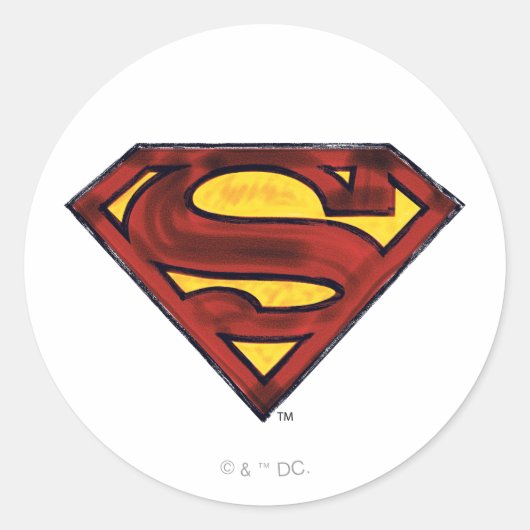 Superman S-Shield | Dunkles Rotes Logo Runder Aufkleber (Vorderseite)