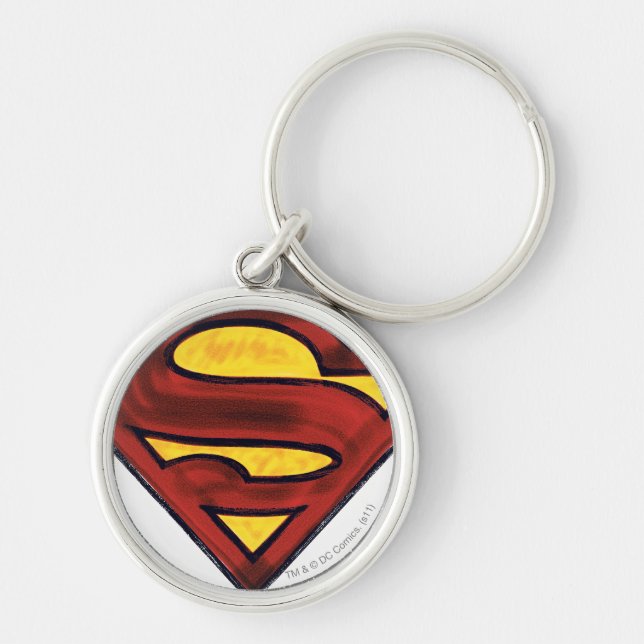 Superman S-Shield | Dunkles Rotes Logo Schlüsselanhänger (Vorne)