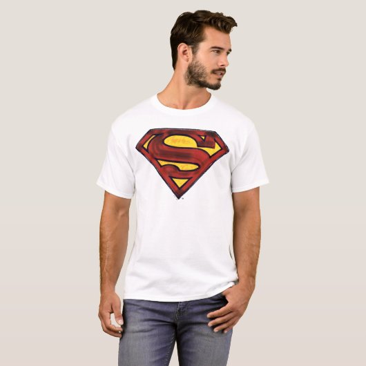 Superman S-Shield | Dunkles Rotes Logo T-Shirt (Vorne ganz)