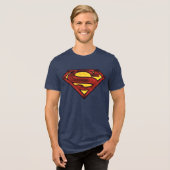 Superman S-Shield | Dunkles Rotes Logo Tri-Blend Shirt (Vorderseite voll)