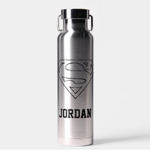 Superman S-Shield   Einfach Schwarz   Name hinzufü Trinkflasche