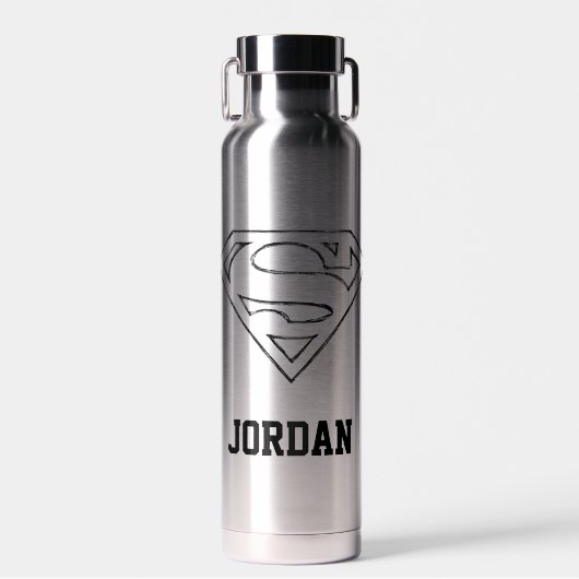 Superman S-Shield | Einfach Schwarz | Name hinzufü Trinkflasche (Vorne)