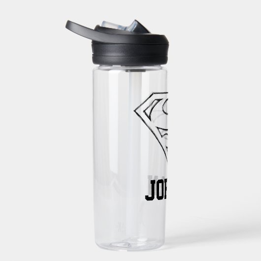 Superman S-Shield | Einfach Schwarz | Name hinzufü Trinkflasche (Rechts)