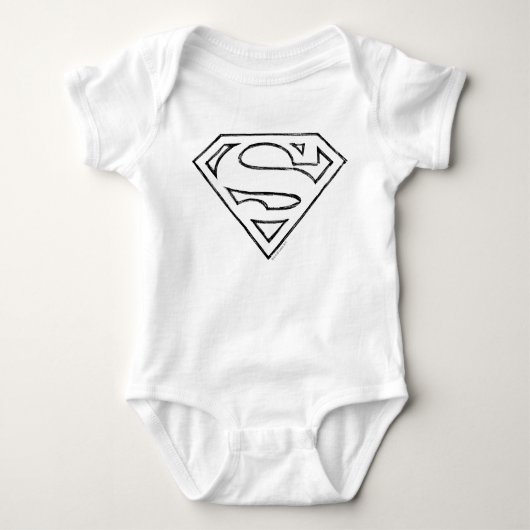 Superman S-Shield | Einfache Schwarze Kontur Baby Strampler (Vorderseite)