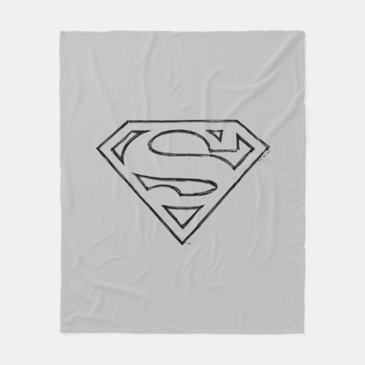 Superman S-Shield | Einfache Schwarze Kontur Fleecedecke (Vorderseite)