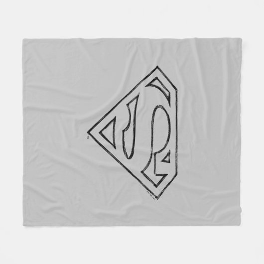 Superman S-Shield | Einfache Schwarze Kontur Fleecedecke (Vorderseite (Horizontal))