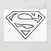 Superman S-Shield | Einfache Schwarze Kontur Postkarte (Vorderseite)
