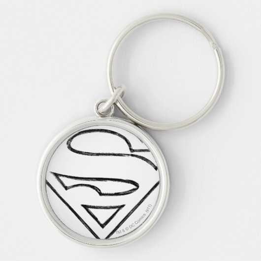 Superman S-Shield | Einfache Schwarze Kontur Schlüsselanhänger (Vorne)