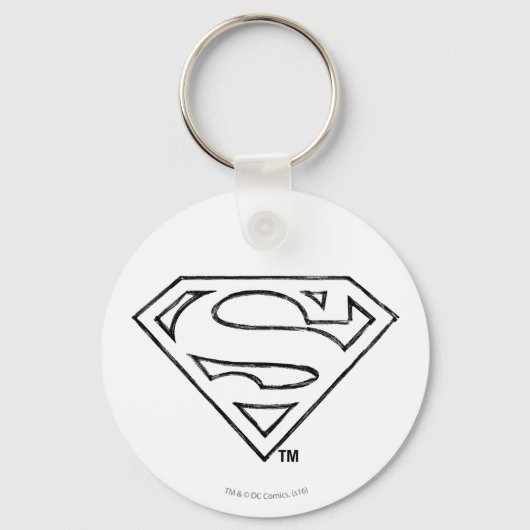 Superman S-Shield | Einfache Schwarze Kontur Schlüsselanhänger (Vorderseite)