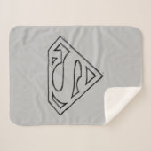 Superman S-Shield | Einfache Schwarze Kontur Sherpadecke (Vorderseite (Horizontal))