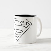 Superman S-Shield | Einfache Schwarze Kontur Zweifarbige Tasse (VorderseiteRechts)