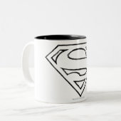 Superman S-Shield | Einfache Schwarze Kontur Zweifarbige Tasse (Vorderseite Links)