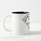 Superman S-Shield | Einfache Schwarze Kontur Zweifarbige Tasse (Links)