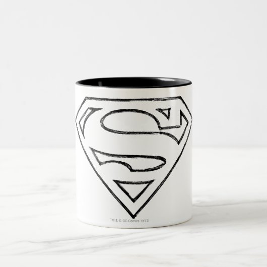 Superman S-Shield | Einfache Schwarze Kontur Zweifarbige Tasse (Mittel)