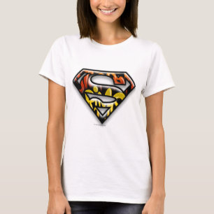 Superman S-Shield Graffiti-Logo für die schwarze T-Shirt