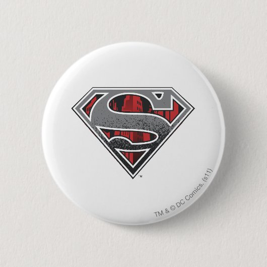 Superman S-Shield | Graue und rote Stadt-Logo Button (Vorderseite)