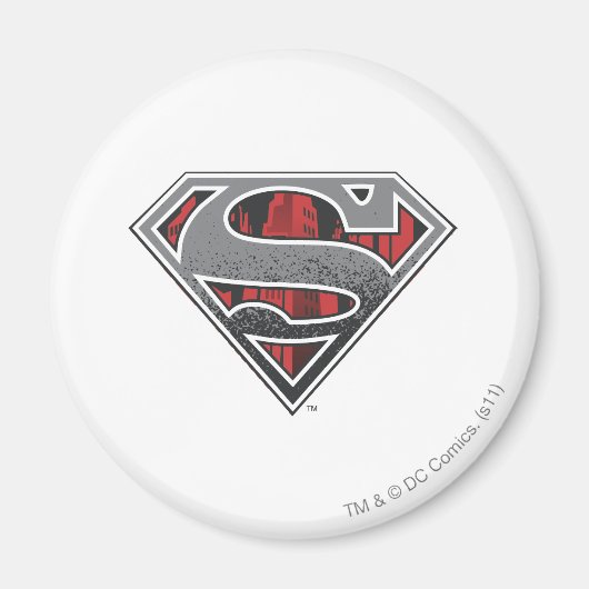 Superman S-Shield | Graue und rote Stadt-Logo Magnet (Vorne)